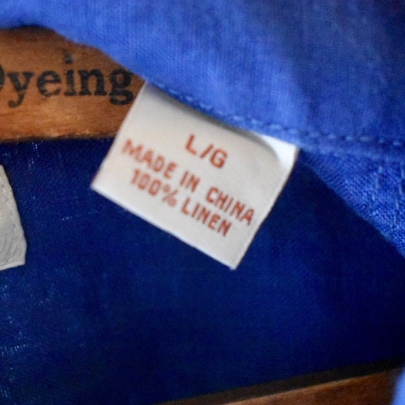 Tommy Bahama 100% Linen Button Down Shirt Royal Blue Large - Picture 2 of 4